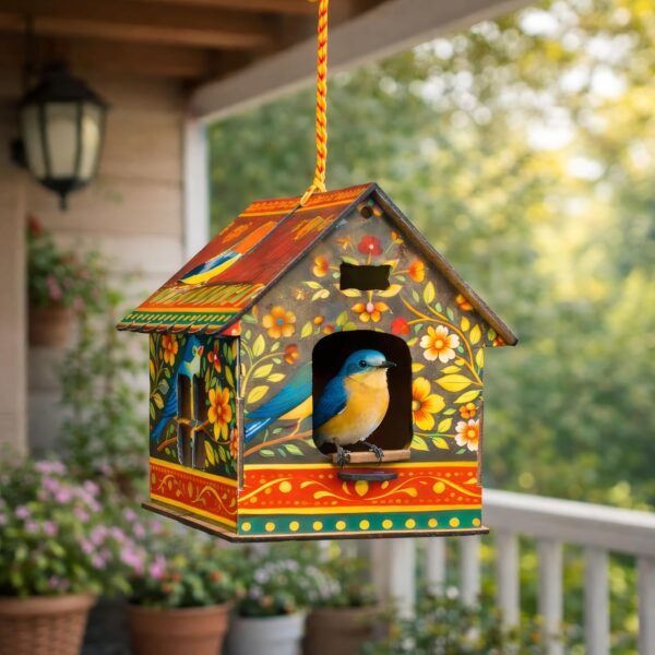 Wooden Bird House Pack of 2 | Hanging Bird Nest for Garden, Balcony & Terrace | Outdoor Home Decor & Gifting (Disassembled)