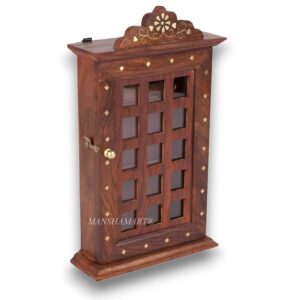 Wooden Key Holder Wall Hanging With 6 Hooks for Home Wooden Key Holder Wall Hanging With 6 Hooks for Home Office Bedroom Living Room - Key Box Cabinet Rack