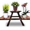 Wooden Plant Stand for Home Indoor & Outdoor Balcony Garden & Living Room Decor (3 Foldable Adjustable Height Racks/Decks)
