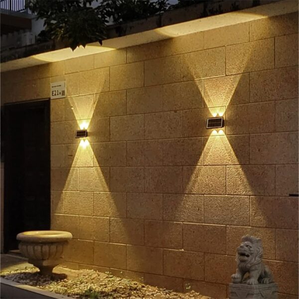 XERGY LED Solar Powered Wall Fence Light Waterproof Night Spotlight for Garden Wall Balcony Decoration, Bright Wireless Outdoor Solar Light for Home (Warm White) (Pack of 1)