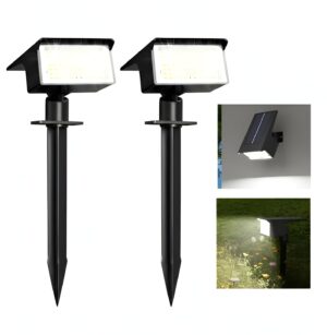 XERGY Solar LED Garden Spot Lights – Waterproof Outdoor Solar Lights with 3 Lighting Modes, Auto On/Off Feature & Adjustable Head for Garden, Lawn, Pathway and Landscape Lighting (Pack of 2)