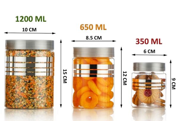 XMART INDIA 12-Piece Airtight Storage Container Set with 12 Free Spoons Unbreakable Plastic 1200Ml, 650Ml & 350Ml Storage Organiser Containers, Kitchen Accessories Items for Home Pack of 12, Clear