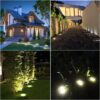 XSOURCE Solar Ground Lights, Solar Disk Lights (8 LEDs /4 Pack) Outdoor Waterproof Solar Garden Lights for Pathway Outdoor in-Ground Lawn Yard Deck Patio Walkway, Waterproof (1)