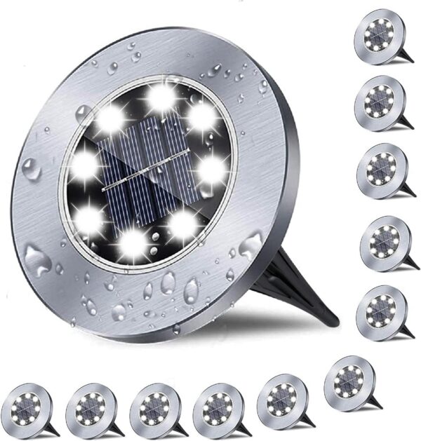 XSOURCE Solar Ground Lights Waterproof Solar Garden Lights Upgraded Outdoor Garden Waterproof Bright in-Ground Lights Landscape Lights for Pathway Yard Deck Lawn Patio Walkway (Cool White, Pack of 4)
