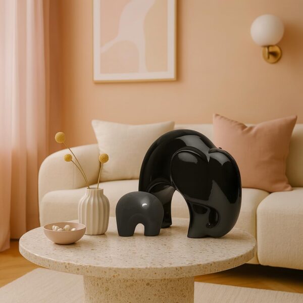 Xtore-Home-Decor-Lucky-Charm-Elephant-Mother-Kid-Piano-Finish-Ceramic-Figures-Set-of-2-Piece-Black-and-Grey.jpg Xtore Home Décor Lucky Charm Elephant Mother & Kid | Piano Finish Ceramic Figures - (Set of 2 Piece, Black and Grey)
