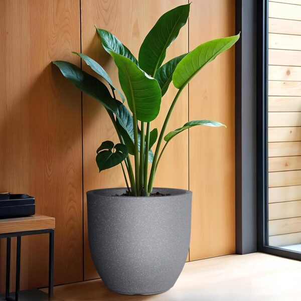 YUCCABE ITALIA FOXB PCUP 17 Inch Pots for Plants Highly Durable Polymers Lightweight Indoor Outdoor Flower Gamla Tree Planter Container Planters for Living Room, Balcony, Garden, Office, Gray