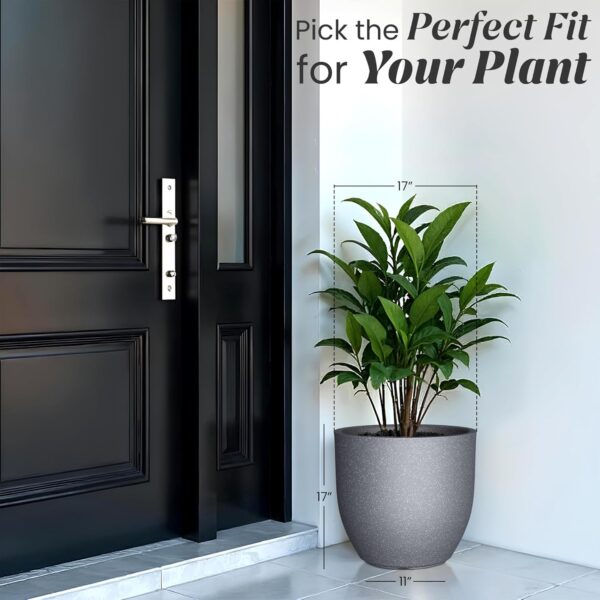 YUCCABE ITALIA FOXB PCUP 17 Inch Pots for Plants Highly Durable Polymers Lightweight Indoor Outdoor Flower Gamla Tree Planter Container Planters for Living Room, Balcony, Garden, Office, Gray