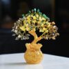ZAICUS Money Magnet Crystal Tree – Home & Office Decor Feng Shui Tree with Golden Pot – Gemstone Bonsai for Wealth & Success - Healing Crystals Gift for Positivity - (7 X 3 Inch)