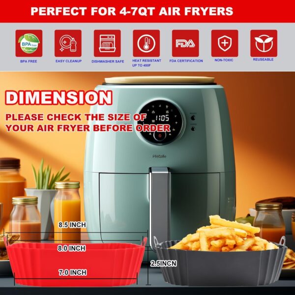 ZELKEY-2-PCS-Air-Fryer-Liners-I-Square-Silicone-Basket-Baking-Tray-I-Pot-with-Ear-Handles-I-Nonstick-Reusable-Heat-Resistant-I-Cooking-Oven-Insert-Multicolor-Square-Liner-8-INCH.jpg ZELKEY 2 PCS Air Fryer Liners I Square Silicone Basket Baking Tray I Pot with Ear Handles I Nonstick Reusable Heat Resistant I Cooking Oven Insert - Multicolor (Square Liner, 8 INCH)