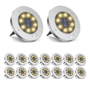 ZGWJ Solar Ground Lights,16 Pack Waterproof Solar Garden Lights, Upgraded Outdoor Garden Waterproof Bright in-Ground Lighting, Landscape Lighting for Pathway,Yard,Deck,Lawn,Patio,Walkway Warm White