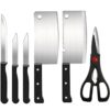 ZIVINI8 in 1 Piece Knife Set - Includes 3 Vegetable and Fruit Knives, 2 Meat Knives, 1 Scissor, 1 Knife Sharpener, and 1 Peeler - Stainless Steel Kitchen Knife Set