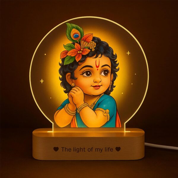 ZOCI VOCI Bal Krishna LED Photo Frame Lamp with Light – Krishna Night Lamp for Pooja Room, Spiritual Home Décor, Diwali Gift, Temple Decoration, Bedside Table Lamp (Warm Light)