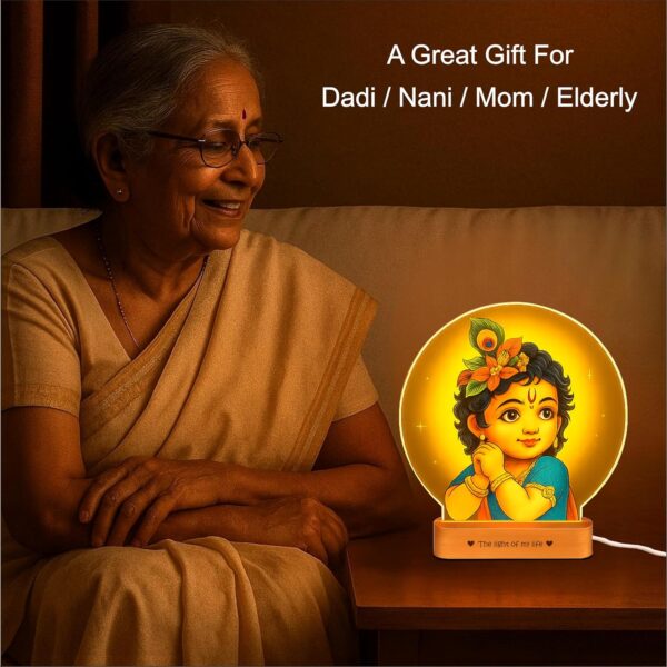 ZOCI VOCI Bal Krishna LED Photo Frame Lamp with Light – Krishna Night Lamp for Pooja Room, Spiritual Home Décor, Diwali Gift, Temple Decoration, Bedside Table Lamp (Warm Light)