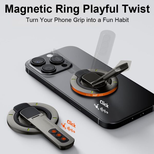 ZORBES® for MagSafe Phone Grip Stand, 3-in-1 Magnetic Finger Ring Holder with Double-Sided Magnet, Fidget Toy Design, 360°Roration Magnetic Phone Stand for iPhone 16/15/14/13/12 Series