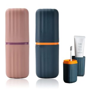 ZUKU 1 pcs Tooth Brush Holder for Bathroom Toothbrush Cover Case Box Toothbrush Holder for Travel Essentials Travelling Accessories Travel Toothbrush Holder(Blue or Pink)