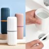 ZUKU 1 pcs Tooth Brush Holder for Bathroom Toothbrush Cover Case Box Toothbrush Holder for Travel Essentials Travelling Accessories Travel Toothbrush Holder(Blue or Pink)