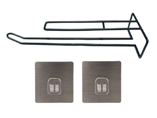 ZURATO Self ZURATO Self Adhesive Wall Mounted 3 in 1 ZURATO Self ZURATO Self Adhesive Wall Mounted 3 in 1 Multi Functional Kitchen Rack for Towel Holder, Tissue Paper Rack, Wine Glass Holder (1pc Tissue Rack, Black) Toilet Paper Holder (25x4x9cm)