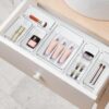 Zollyss Drawer Organizer Tray | Clear Plastic Bathroom & Makeup Storage Organizers | Dressing Table & Kitchen Drawer Dividers Set (13 Pcs)
