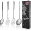 Zollyss Stainless Steel Kitchen Set | 4-Piece Cooking Utensils with Zollyss Stainless Steel Kitchen Set | 4-Piece Cooking Utensils with Ladle, Solid & Slotted Turner, Skimmer | Heat Resistant & Dishwasher Safe