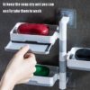 Zollyss Super Powerful Self-Adhesive 3 Layer Soap Dish Holder For Bathroom Shower And Kitchen Wall Mounted Rotatable Soap Holder Saver Box Storage(Metal;Acrylic;Stone, Off-White)