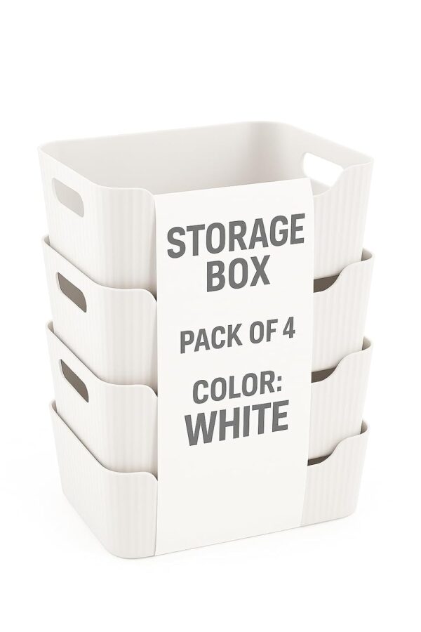 Zuku Storage Box Basket for Storage Plastic Organiser for Storage Zuku Storage Box Basket for Storage Plastic Organiser for Storage Bathroom Storage Box Small Plastic Organiser Bathroom Basket Boxes for Toys,Cosmetic,Accessory (White,4Pcs)