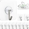 Zulaxy Hanging Hooks Without Drilling, 20 Pack Self Adhesive Hooks Heavy Duty Strong Nail Free, Kitchen Accessories Items (Hanging Hook, Transparent) Stainless Steel