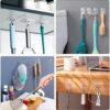 Zulaxy Hanging Hooks Without Drilling, 20 Pack Self Adhesive Hooks Heavy Duty Strong Nail Free, Kitchen Accessories Items (Hanging Hook, Transparent) Stainless Steel