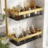 amazon basics 2 Pack Self Adhesive Bathroom Shelf for Wall, Bathroom Organiser Without Drill, Rust Resistant Wall Mounted Bathroom Rack for Shampoo, Soap & Toiletries, Black