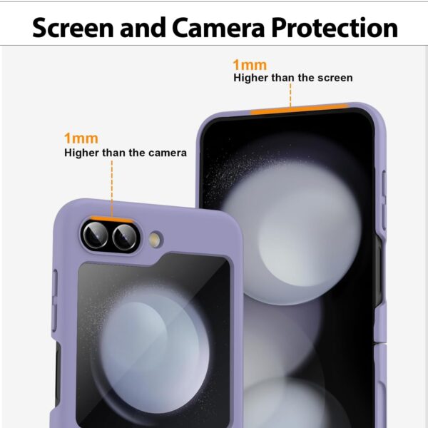 amazon basics Parallax Back Cover Case Compatible with Samsung Galaxy Z Flip 5 [Air Space Technology Protection] Dual Protection Case(TPU and PC | Sage Purple)