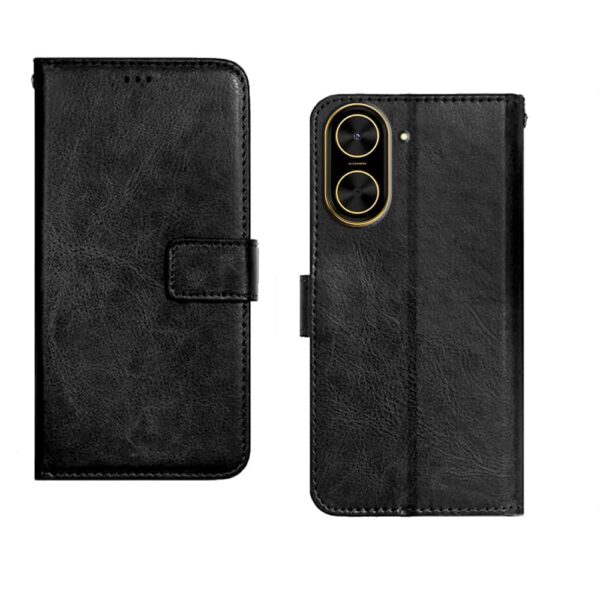amazon basics Poco C71 5G Flip Cover | Card Pockets Wallet & Stand | Flip Cover for Poco C71 5G (Black)