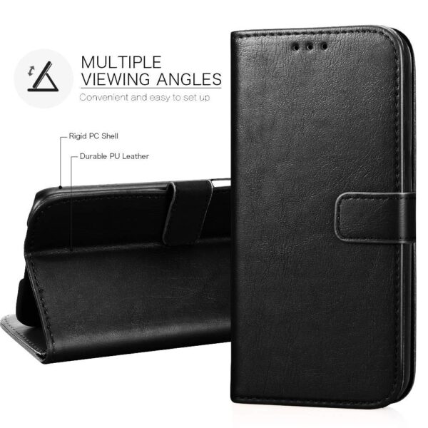 amazon basics Poco C71 5G Flip Cover | Card Pockets Wallet & Stand | Flip Cover for Poco C71 5G (Black)