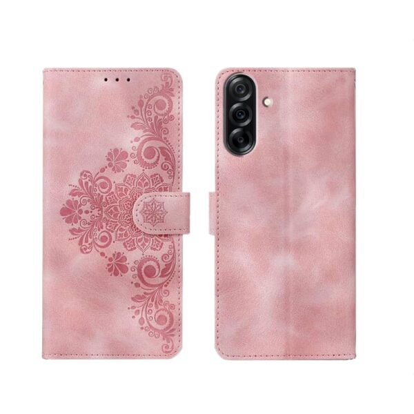 amazon basics Samsung Galaxy A36 5G Flip Cover | Card amazon basics Samsung Galaxy A36 5G Flip Cover | Card Pockets Wallet & Stand | Flip Cover for Samsung Galaxy A36 5G (Pink Flower)