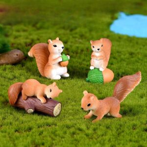 ascension 4 Pcs Cute Mini Squirrel Animal Miniature Figurines for ascension 4 Pcs Cute Mini Squirrel Animal Miniature Figurines for Home, Living Room, Fairy Garden, Restaurant Decoration Mini Fairy Forest Landscape Cake Decoration Items