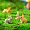 ascension Set of 4 Bunny Figurine Resin Running Rabbit Figurine Rabbit Doll for Home Fairy Garden Dollhouse Decoration Animals Miniature Crafts for Kids Gifts