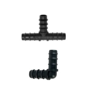 drip Irrigation kit Accessories 12mm Elbow & 12 mm Tee drip Irrigation kit Accessories 12mm Elbow & 12 mm Tee T Connector Combo Pack (12MM ELBOW-15 Qty/TEE-15 Qty)