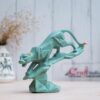 eCraftIndia Green Resin Black Panther Jaguar Statue On Rock Animal Showpiece for Home Decor Living Room Bedroom | Gift for Diwali Housewarming Birthday