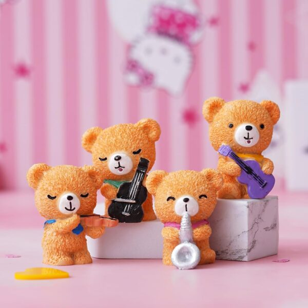 eCraftIndia Valentine Gift for Girlfriend Boyfriend Set of 4 Cute Teddy Bears Playing Musical Instruments Decorative Showpieces Valentines Day Gift for Husband Wife Her Him Valentine Decoration Item