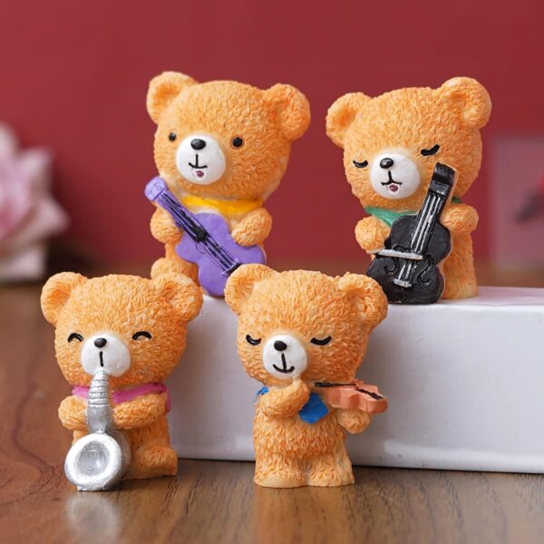 eCraftIndia Valentine Gift for Girlfriend Boyfriend Set of 4 Cute Teddy Bears Playing Musical Instruments Decorative Showpieces Valentines Day Gift for Husband Wife Her Him Valentine Decoration Item
