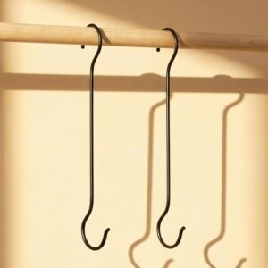 ecofynd 16 Inch Metal Pot Extension Hooks, S Shaped Wall ecofynd 16 Inch Metal Pot Extension Hooks, S Shaped Wall Hooks for Hanging Plants, Pots, Pans, Bird Feeders and Baths, Planters, Lanterns, Ornaments, Heavy Duty Extra Large Hanger Hook (Black, 2)