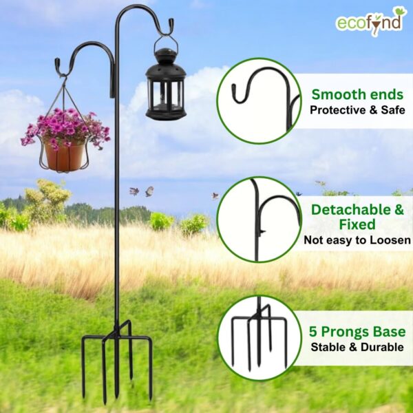 ecofynd-48-Inch-Tall-Shepherds-Hook-Super-Strong-Rust-Resistant-Metal-Hook-for-Hanging-Solar-Light-Bird-Feeders-Lanterns-Plant-Baskets-Weddings-Decor-Pack-of-2-HOOK014-BLK.jpg ecofynd 48 Inch Tall Shepherds Hook, Super Strong, Rust Resistant Metal Hook for Hanging Solar Light, Bird Feeders, Lanterns, Plant Baskets, Weddings Decor (Pack of 2, HOOK014-BLK)
