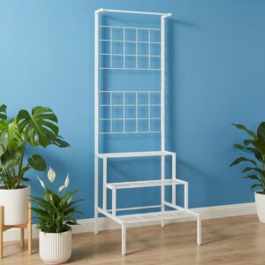 ecofynd Bloom Plant Stands for Outdoor Balcony, Flower Pot Stand ecofynd Bloom Plant Stands for Outdoor Balcony, Flower Pot Stand for Indoor Plants, Large Metal Planter Stand for Living Room, home decor, Indoor & Outdoor plants, 4 Tier, (White)