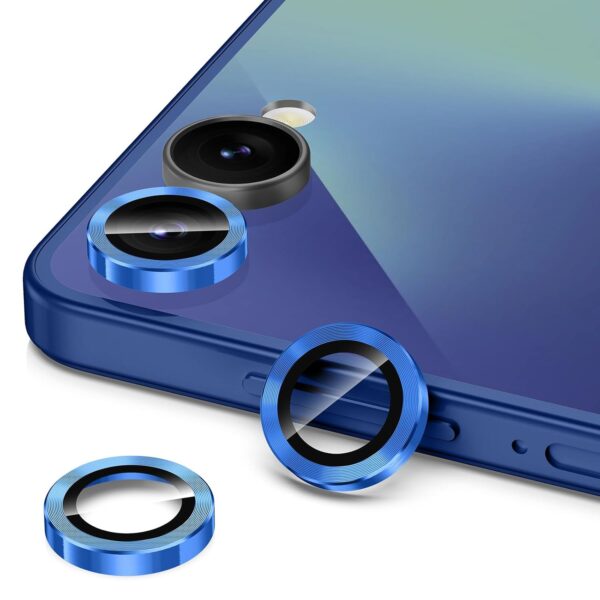 for Samsung Galaxy Z Flip 7 Camera Lens Protector, Individual Metal Ring Tempered Glass Lens Cover, [Strong Adsorption] Scratch Resistant Ultra-Thin HD Clear Lens Cover, 1 Set-Titanium Blue