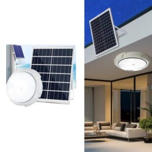 hardoll Solar Ceiling Light 100W with Remote Controlled Outdoor LED hardoll Solar Ceiling Light 100W with Remote Controlled Outdoor LED Waterproof Garden Indoor Lamp(Warm & Cool White)