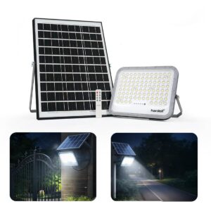 hardoll Solar Flood Light 300W with Remote, Cool White LED, hardoll Solar Flood Light 300W with Remote, Cool White LED, 5M Cable, Waterproof IP65 Aluminium + Lens Body, Replaceable 30000mAh Lifepo4 Battery for Home, Garden, Terrace, Outdoor (Pack of 1)