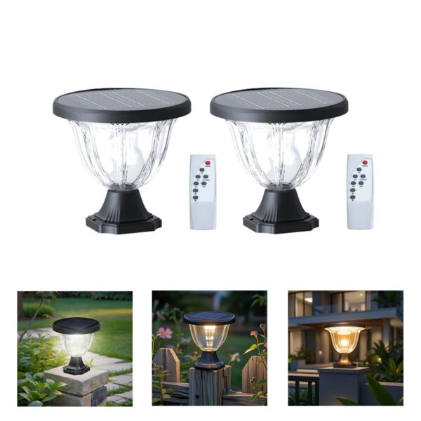 hardoll Solar Gate & Garden Outdoor Lights for Home 4000 hardoll Solar Gate & Garden Outdoor Lights for Home 4000 mAh LiFePO4 Battery, IP65 Waterproof, 72 LEDs, 3 Color Modes (Warm/Cool/Neutral), Remote Controlled, Pillar Lamps (Pack of 2)