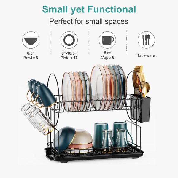 iSPECLE-Dish-Drying-Rack-2-Tier-Dish-Racks-for-Kitchen-Counter-with-Glass-Holder-Utensil-Holder-and-Drainboard-Small-Dish-Dryer-Rack-Multifunctional-Dish-Drainer.jpg iSPECLE Dish Drying Rack - 2 Tier Dish Racks for Kitchen Counter with Glass Holder, Utensil Holder and Drainboard, Small Dish Dryer Rack, Multifunctional Dish Drainer