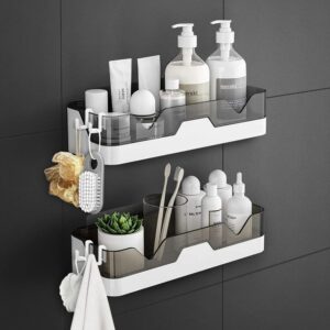 iSTAR Plastic Self-Adhesive Bathroom Corner Shelf Kitchen Rack Holder Wall iSTAR Plastic Self-Adhesive Bathroom Corner Shelf Kitchen Rack Holder Wall Mounted Shelves Storage Organizer for Bathroom Kitchen Hardware Accessories, Pack of 1, Multicolour