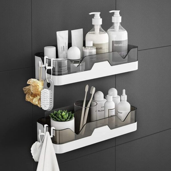 iSTAR Plastic Self-Adhesive Bathroom Corner Shelf Kitchen Rack Holder Wall Mounted Shelves Storage Organizer for Bathroom Kitchen Hardware Accessories, Pack of 1, Multicolour