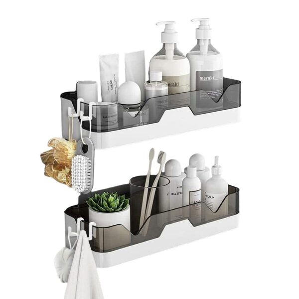 iSTAR Plastic Self-Adhesive Bathroom Corner Shelf Kitchen Rack Holder Wall Mounted Shelves Storage Organizer for Bathroom Kitchen Hardware Accessories, Pack of 1, Multicolour
