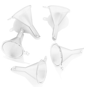 iSnuff Mini Funnel Small Plastic Funnel 5-Pack for Lab Bottles, Sand Art, Perfumes, Spices, Powder, Essential Oils, Recreational Activities Kitchen Food Grade.